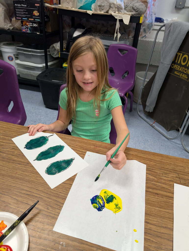 Students involved in art projects.