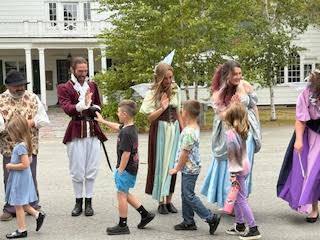 Students meeting the cast of the play.