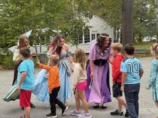 Students meeting the cast of the play.