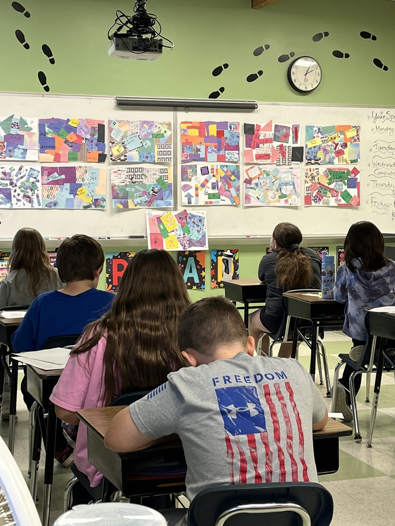 students working on collages