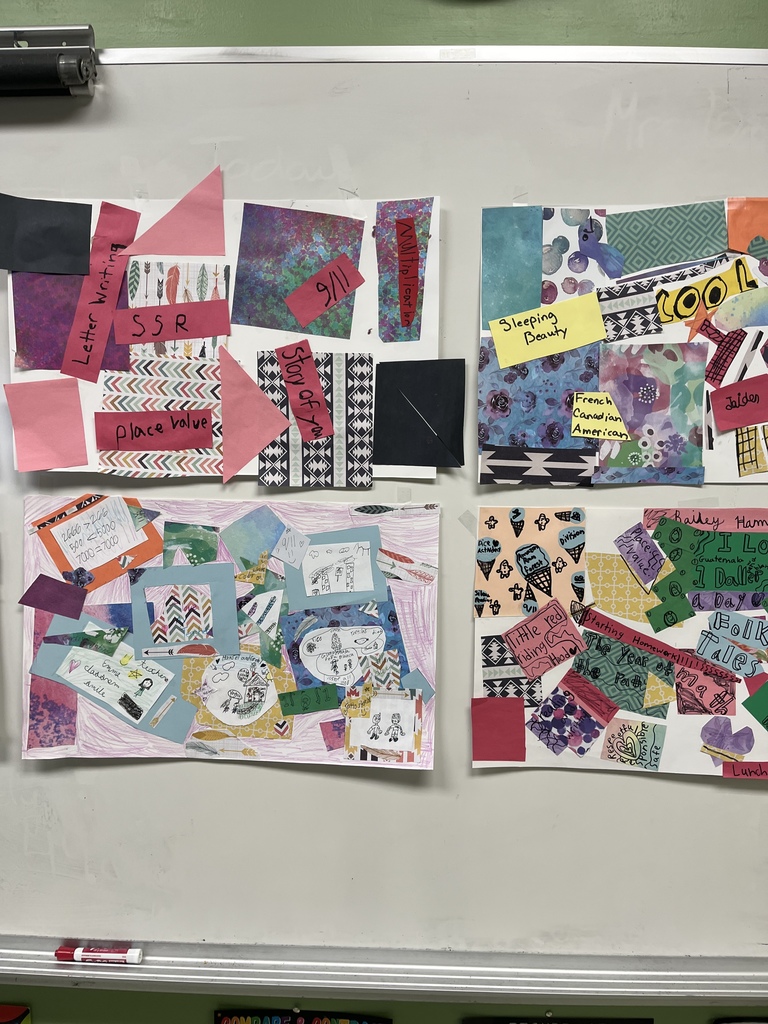 students working on collages