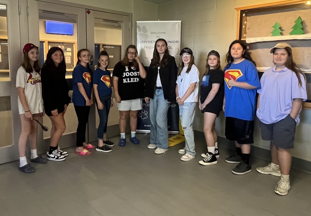This picture is of students posing during spirit week.