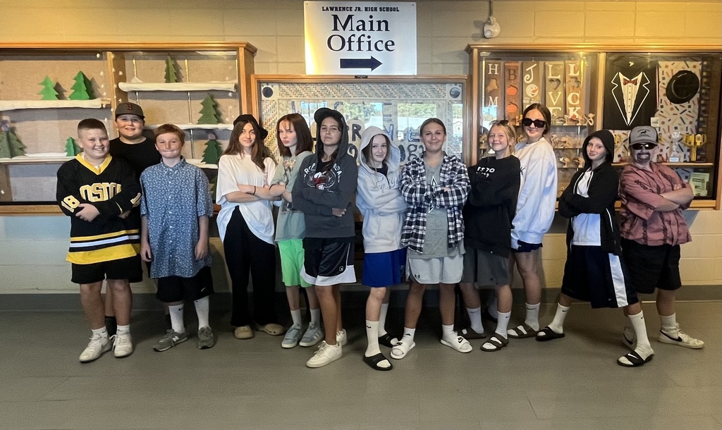This picture is of students posing during spirit week.