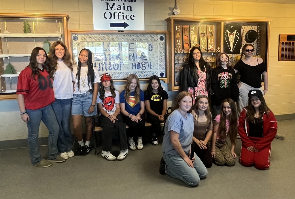 This picture is of students posing during spirit week.