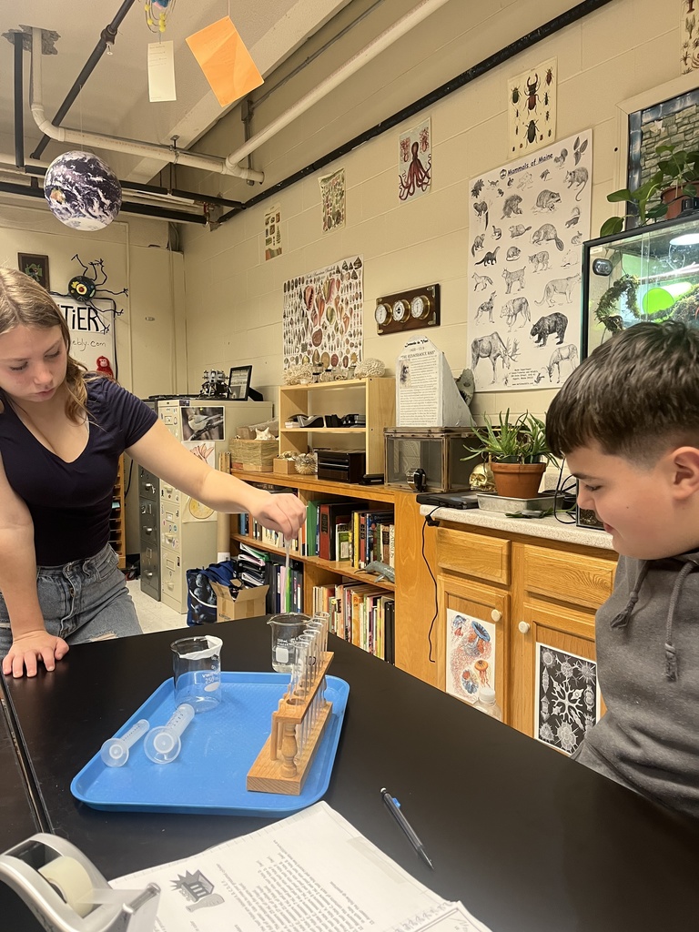 students working on a science experiment. 
