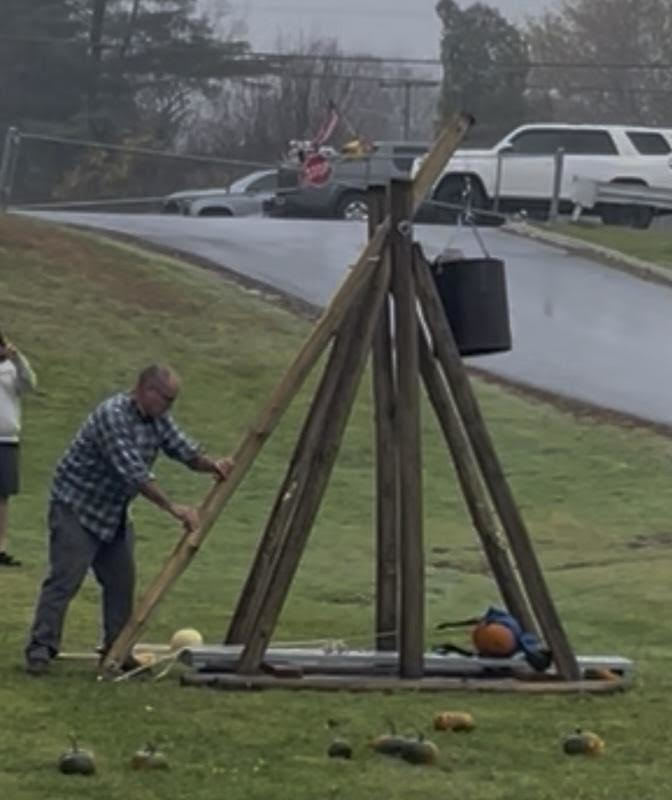 Mr. Bellner brought in a trebuchet that he built to use with his Introduction to Physical Science classes