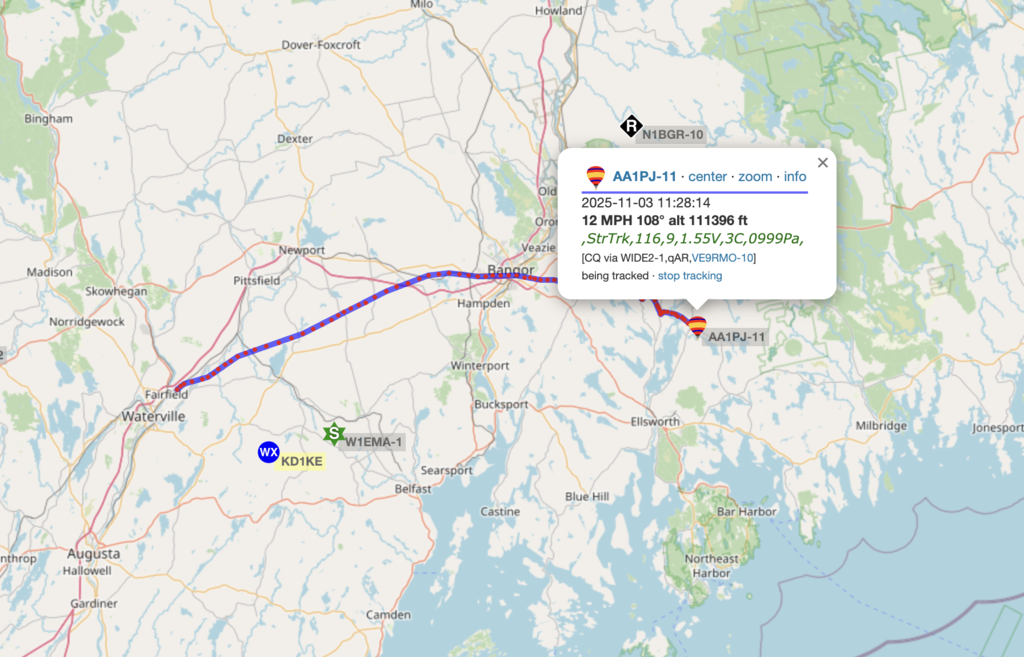 picture of a map where the balloon will travel.