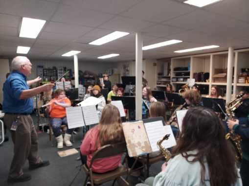 Students preparing for the concert