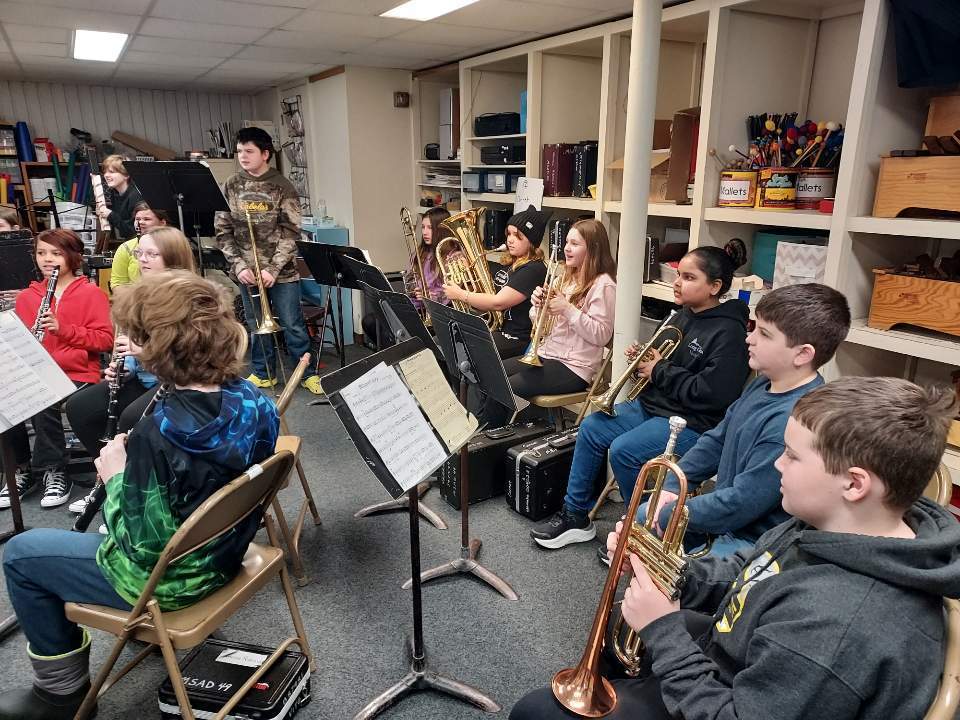 Students preparing for the concert