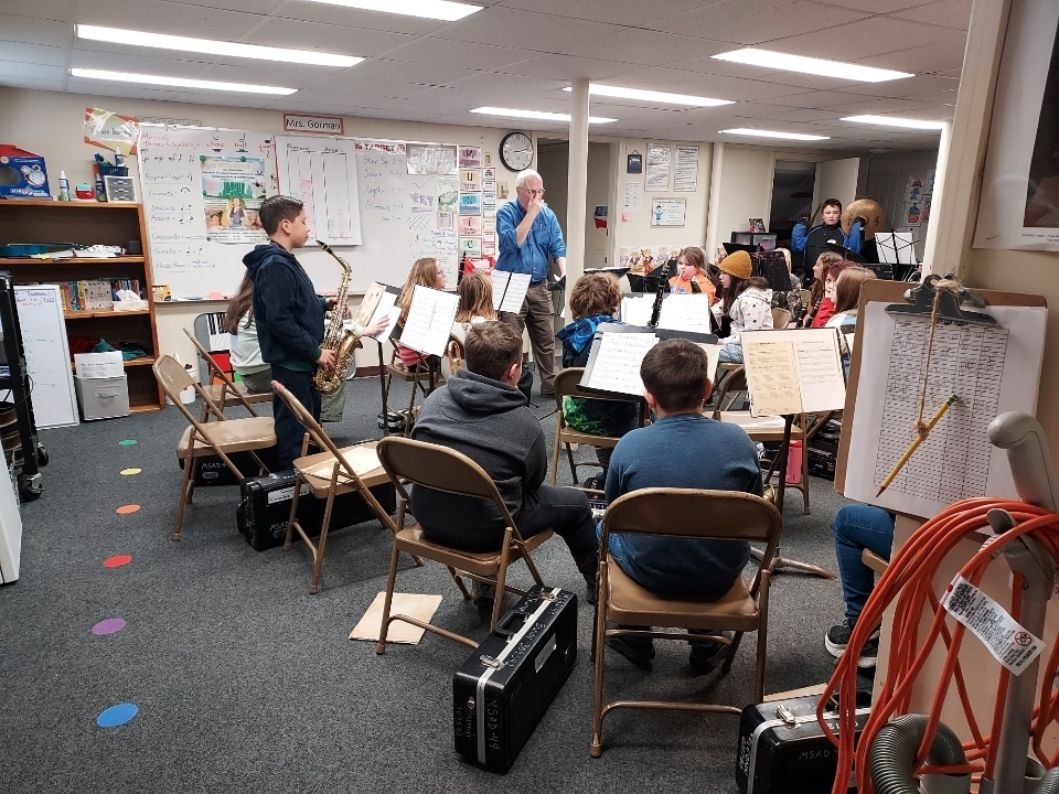 Students preparing for the concert