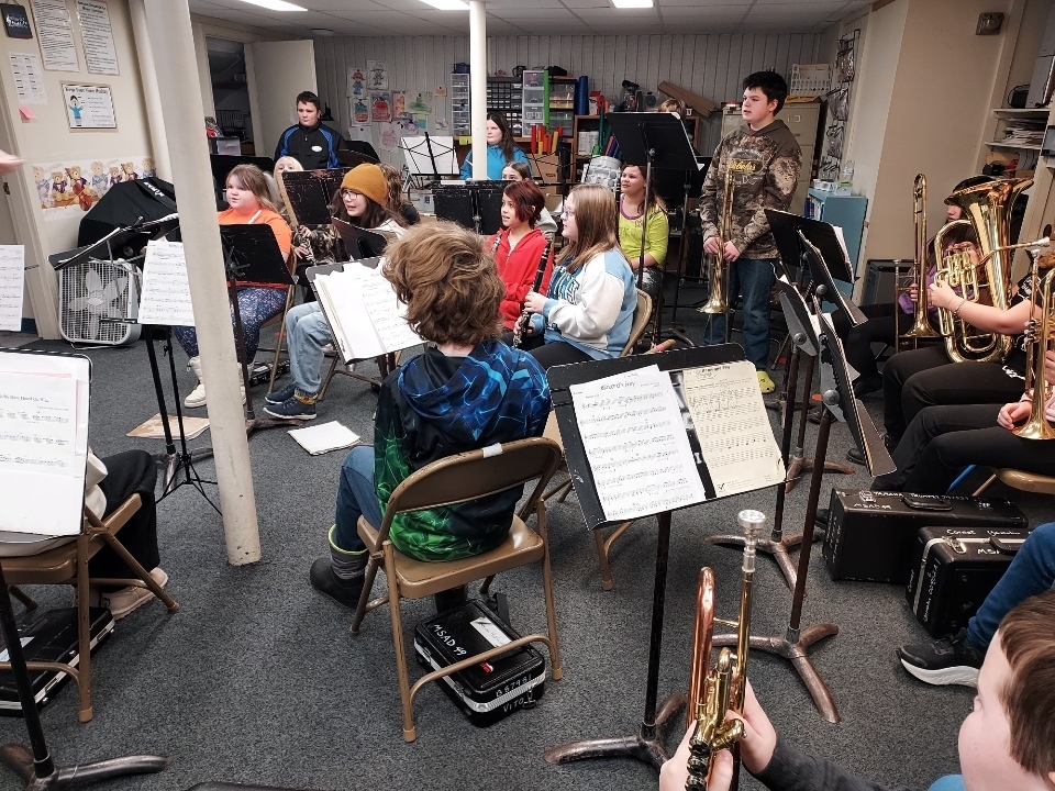 Students preparing for the concert