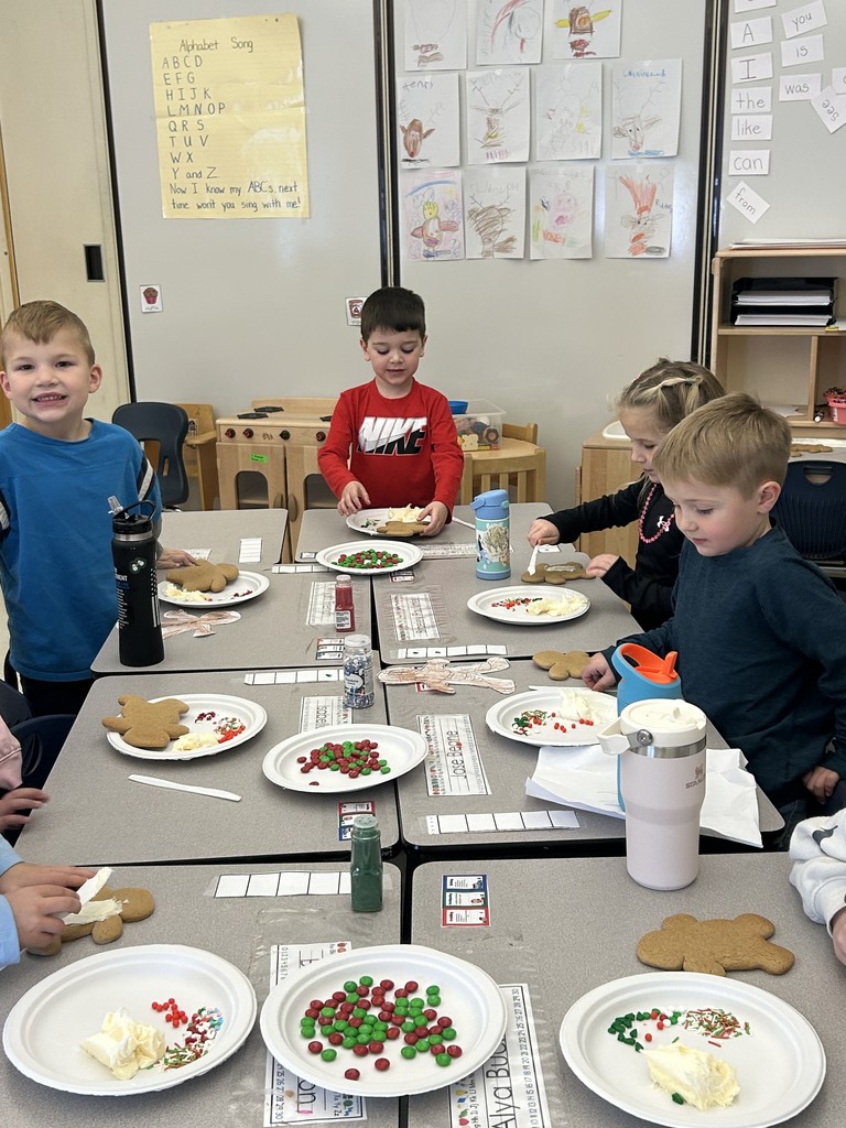 students making gingerbread cookies.