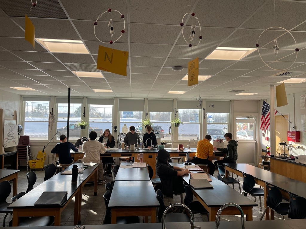 Mr. Bellner’s Chemistry class working diligently preparing for their first stoichiometry lab