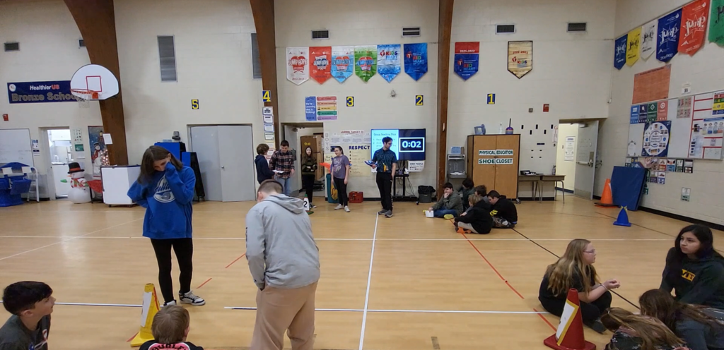 students learning about hockey in Physical Education class!