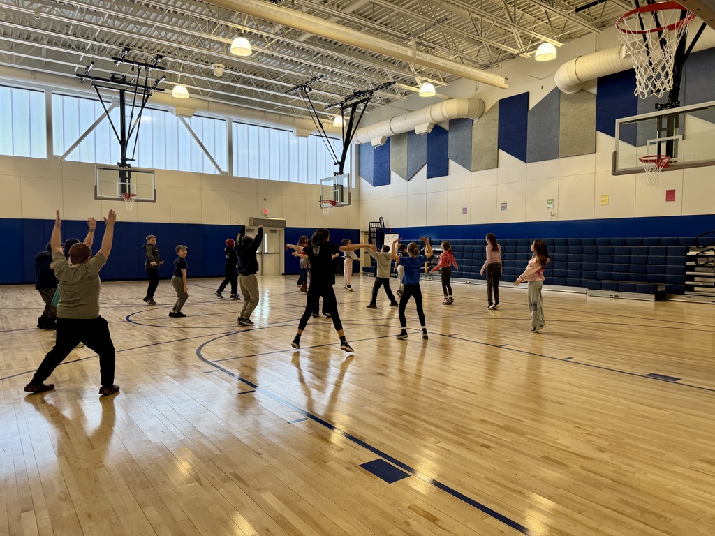 Students using the gym at the new school. 