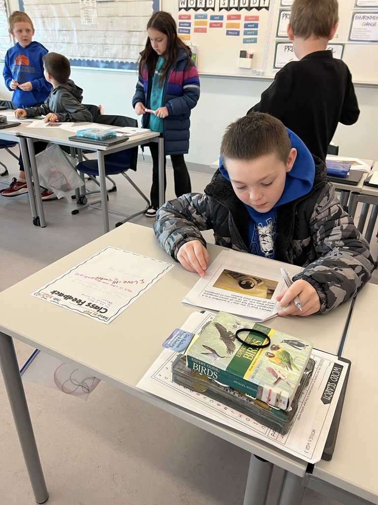 Students working on writing assignments