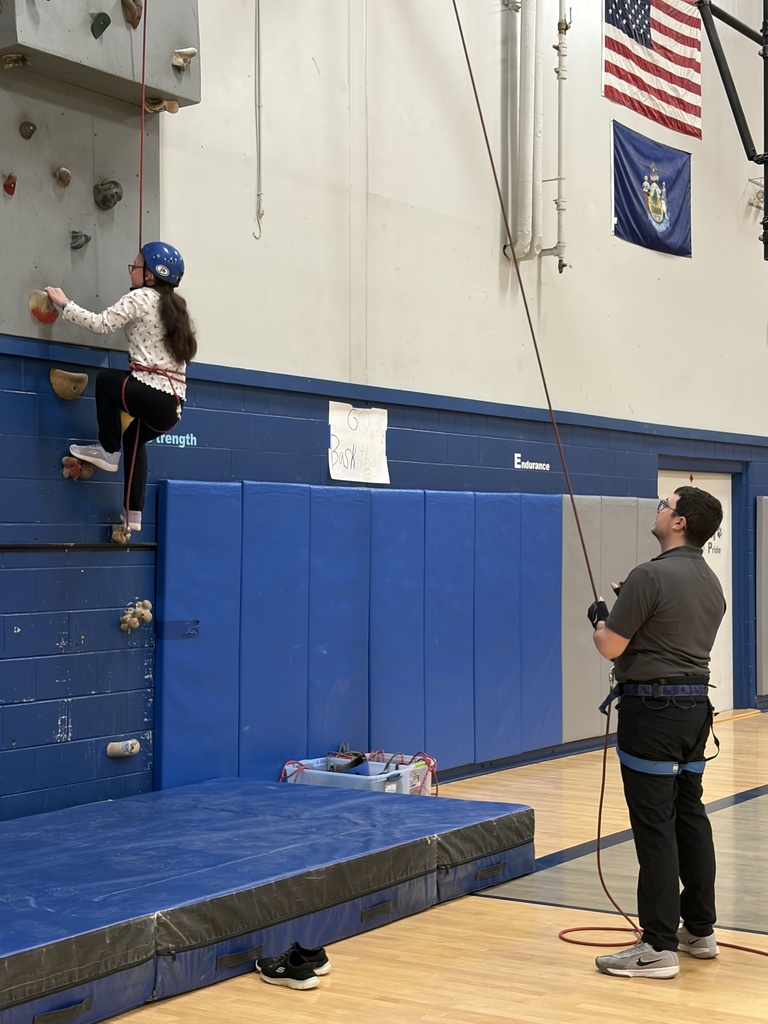 Students rock climbing. 