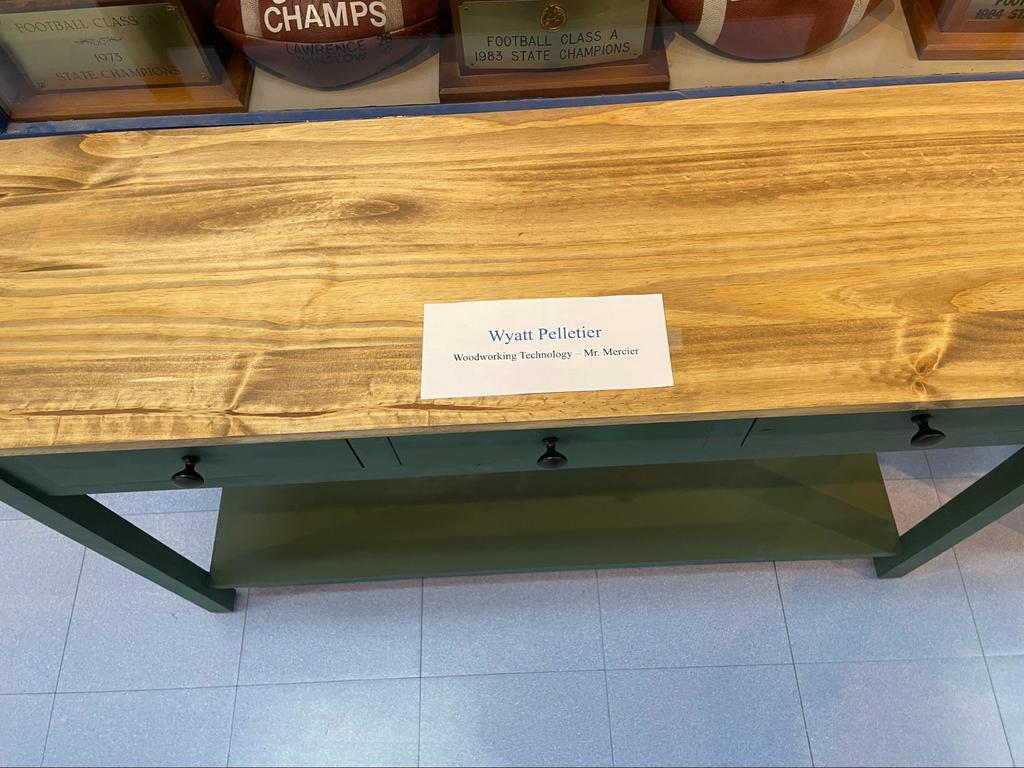 picture of fa piece of furniture built by a student.