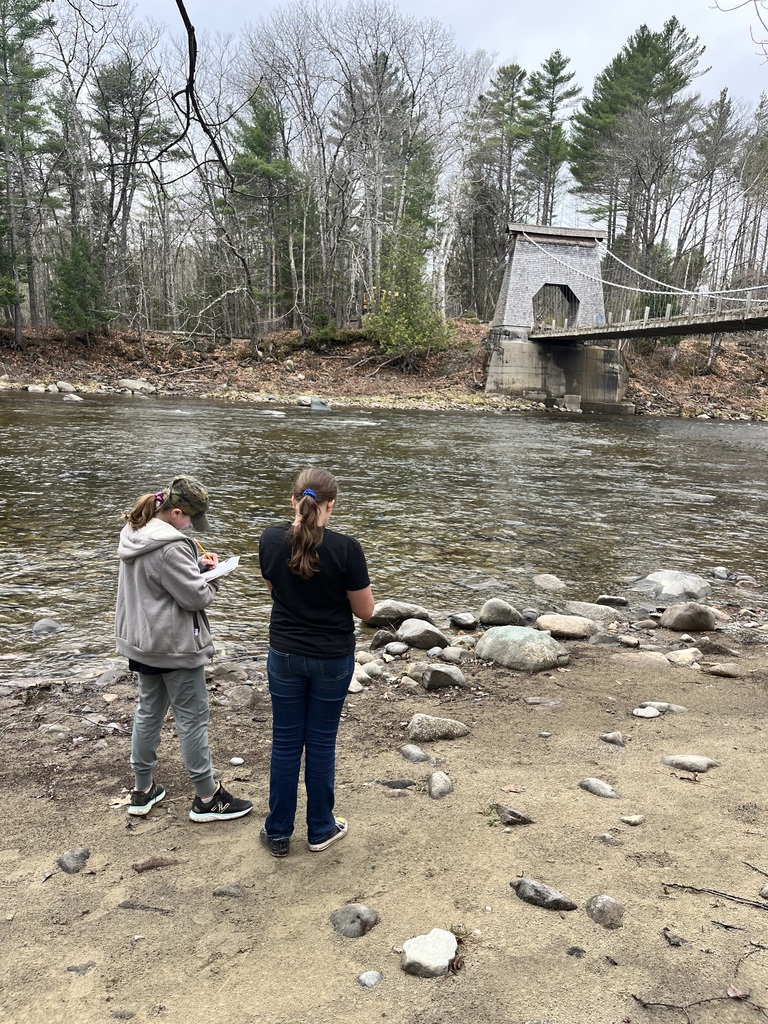 students at a bridge learning about engineering and design.