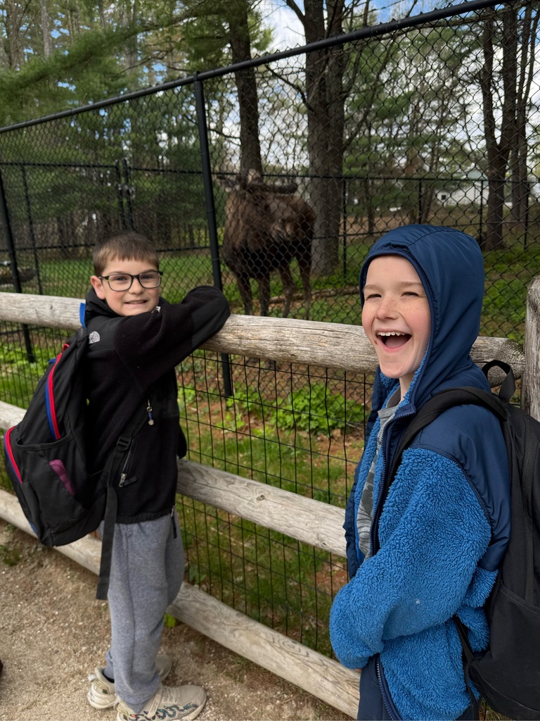 students posing for a picture at the Maine Wildlife park