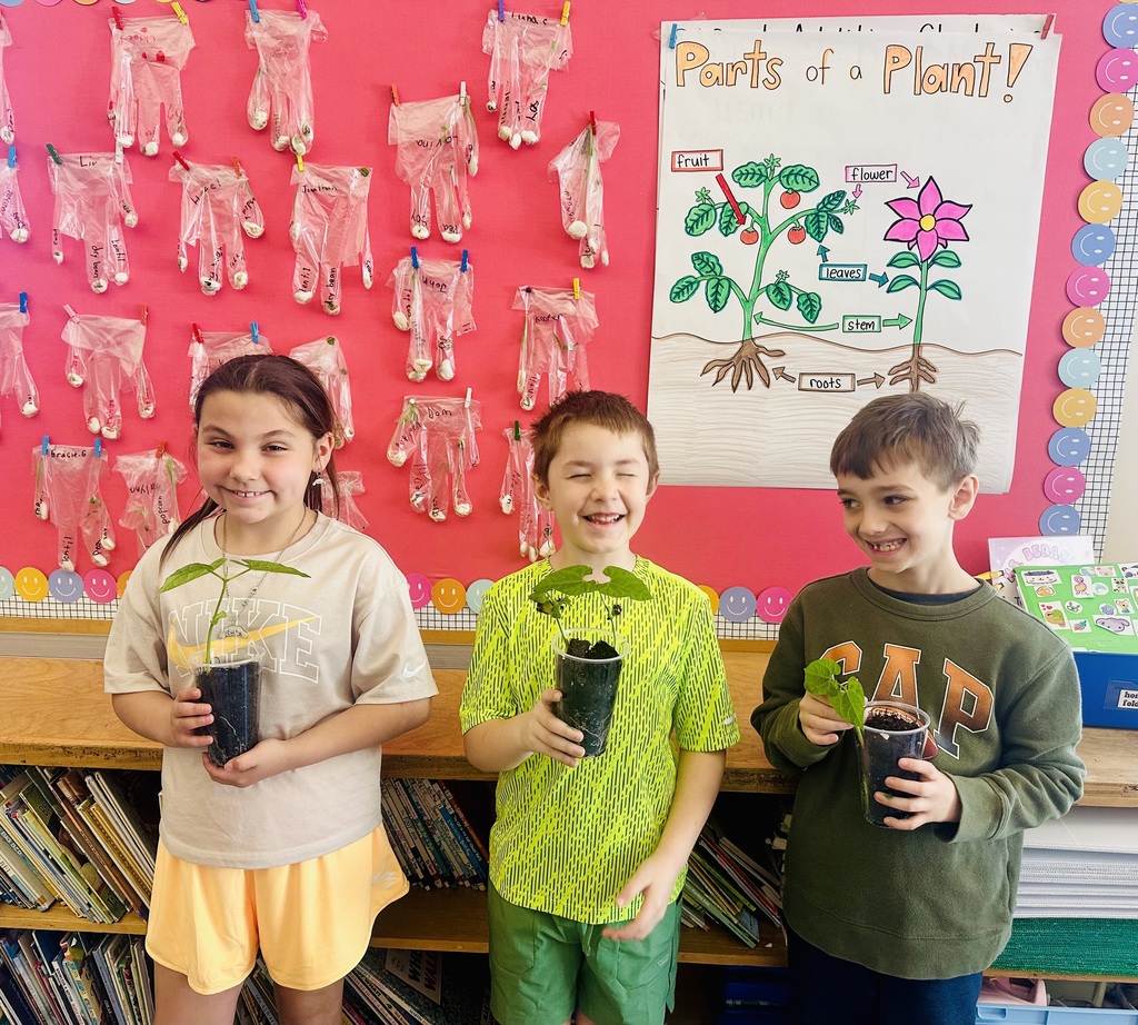 pictures of students holding the plants they grew