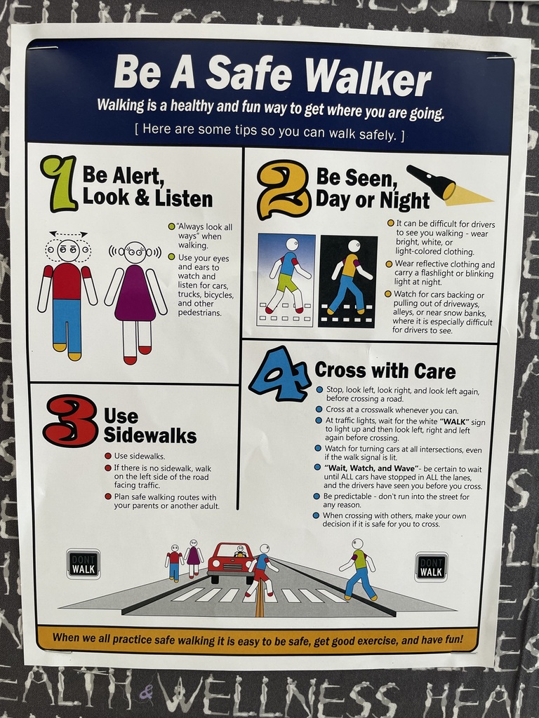 students were trained in road safety by the Bicycle Coalition of Maine conducting a walking audit around the school.