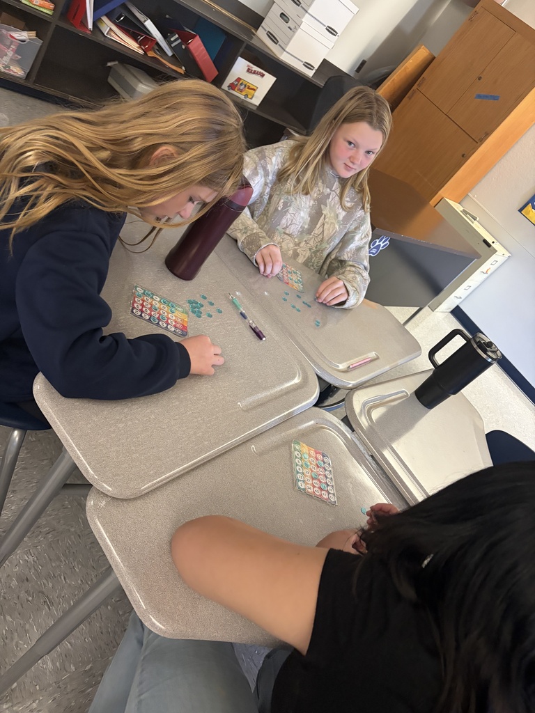 Students learn colors and numbers in Spanish Class by playing bingo.