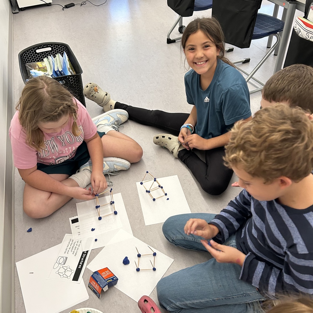 Two female and two males students constructing something with sticks.
