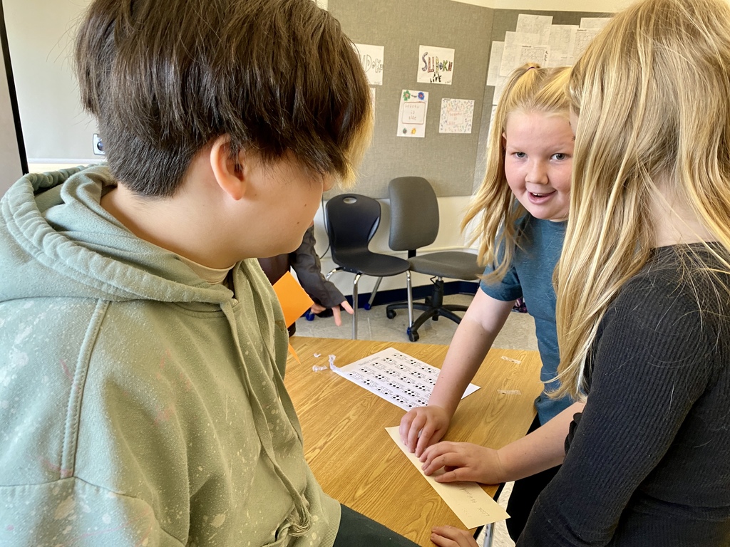 Students involved in activities associated with learning to read brail.