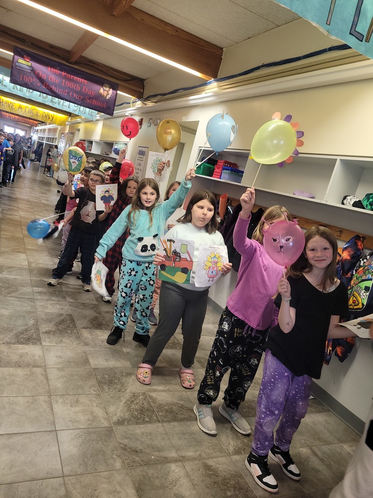 Clinton students parading their balloons.