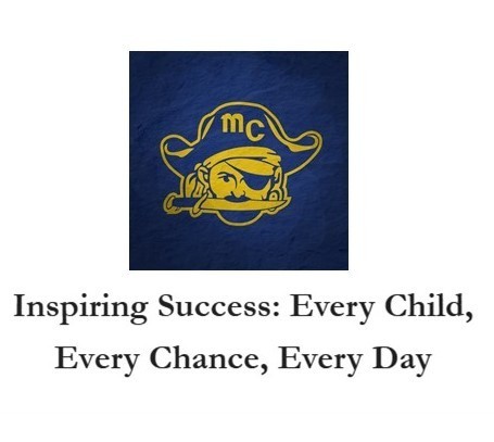 This logo shows Pirate Pete in Royal and Gold with our Vision Statement underneath that reads Inspiring Success: Every Child, Every Chance, Every Day