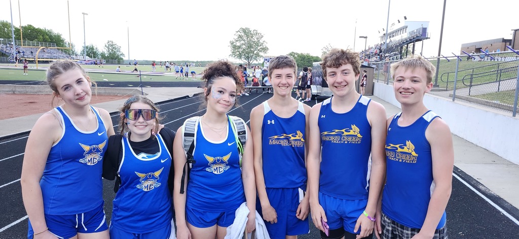 MS Track Athletes pose at Camdenton meet