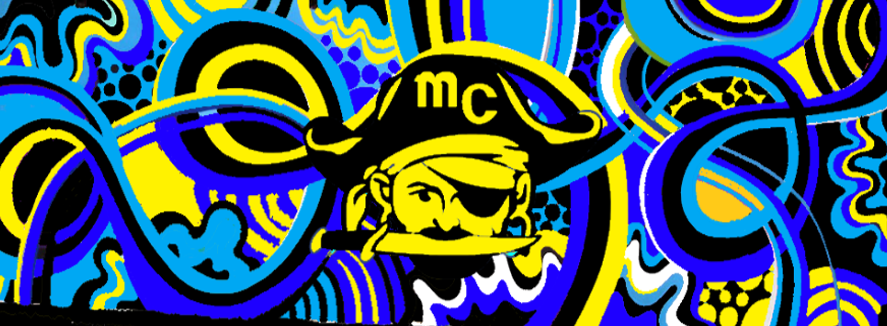 In this image Macks Creek's mascot, Pirate Pet is displayed on a very busy and colorful background.