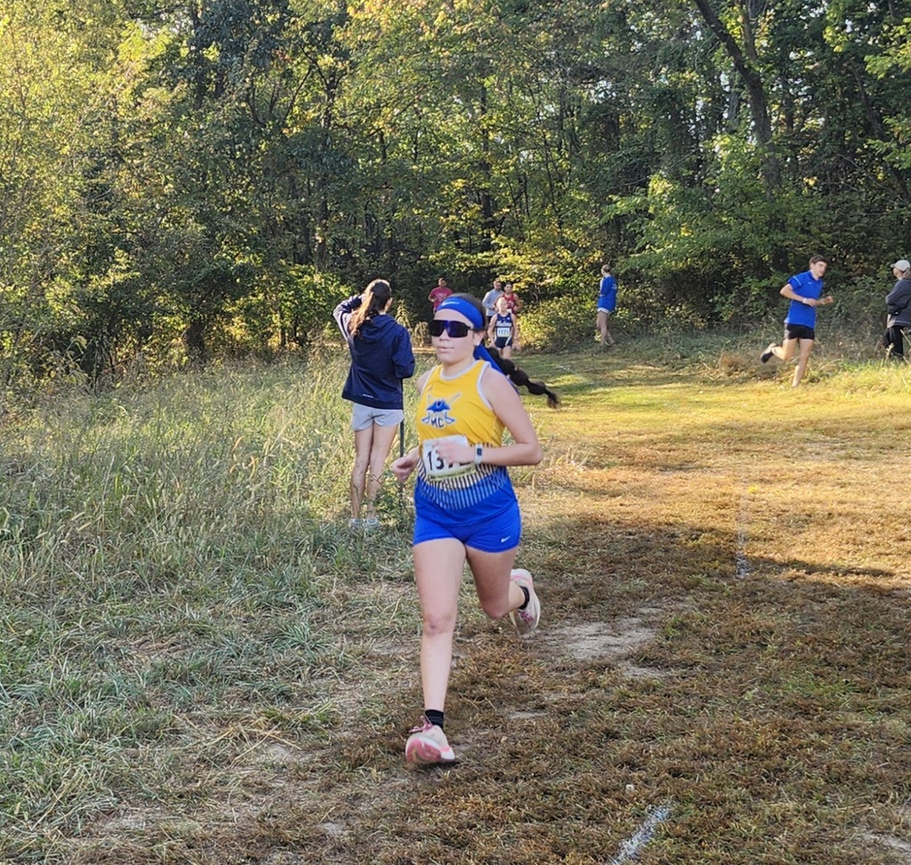 Allie races through the 2nd mile check point.