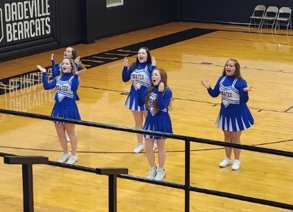 The MC cheer squad is having a lot of fun cheering for the Lady Pirates!