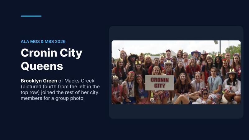 Brooklyn Green of Macks Creek, pictured fourth from the left in the top row, joined the rest of her city members, the “Cronin City Queens,” for a group photo.