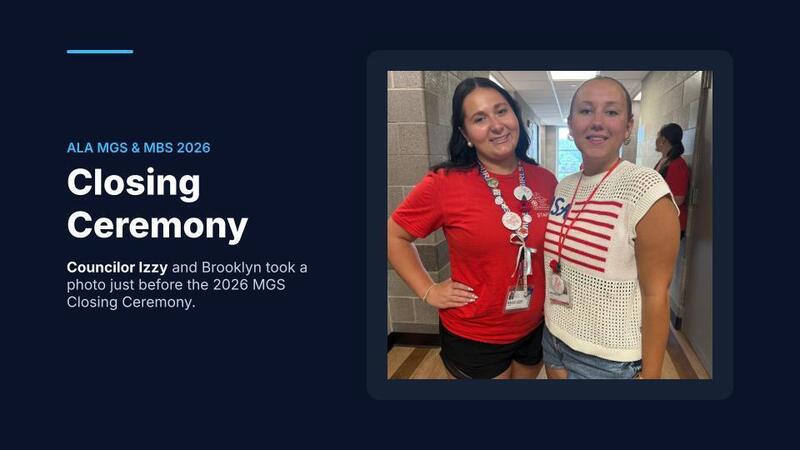Brooklyn and Cronin City's Councilor, Izzy took a photo just before the 2026 MGS Closing Ceremony. 