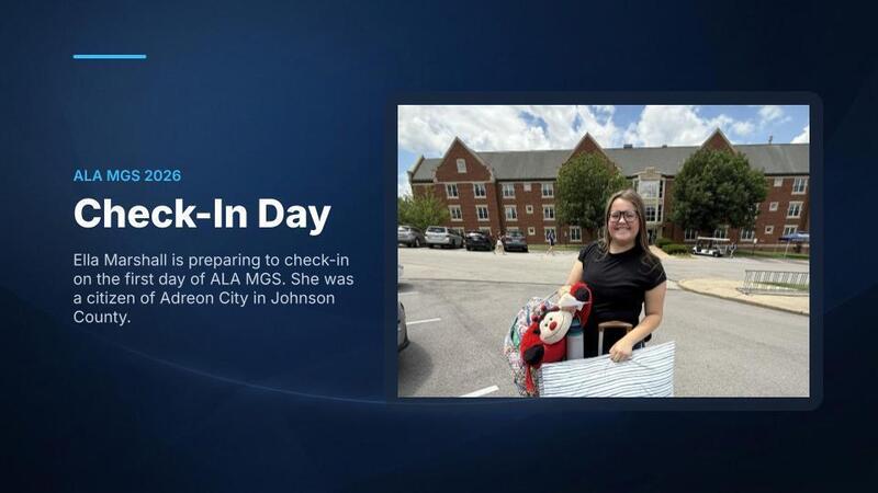 Ella Marshall is preparing to check-in on the first day of ALA MGS. She was a citizen of Adreon City in Johnson County. 