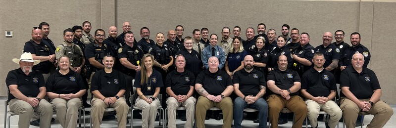 Deputy DeYoe (2nd row, 2nd from the left) poses with the entire group of officers who completed this year’s 10-Day D.A.R.E.Training session.
