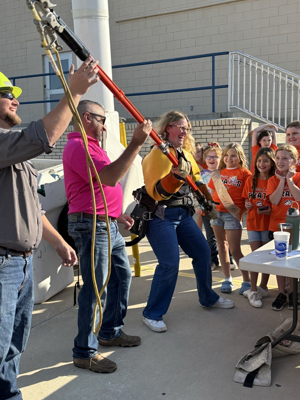 Dressed as a lineman