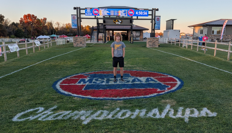 Carter stands alone at the finish line the day before the meet