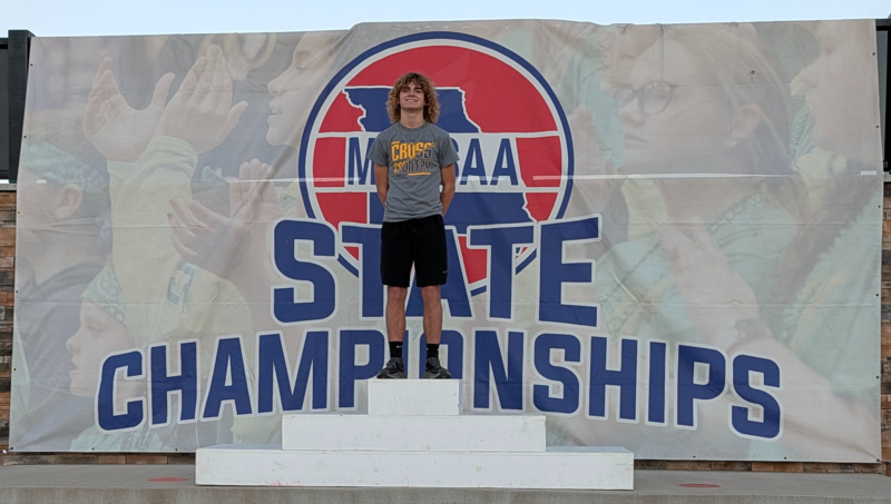 Carter on medal stand by himself the day before the race