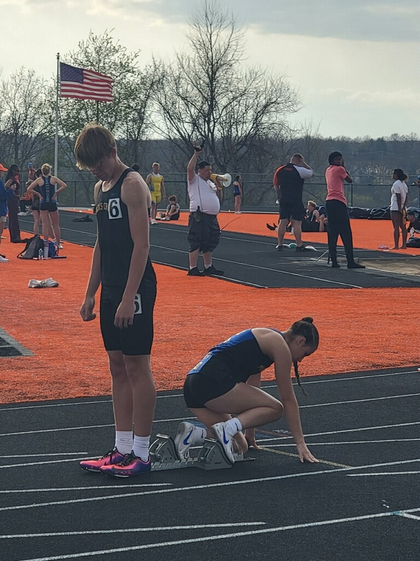 Izzy on the starting block