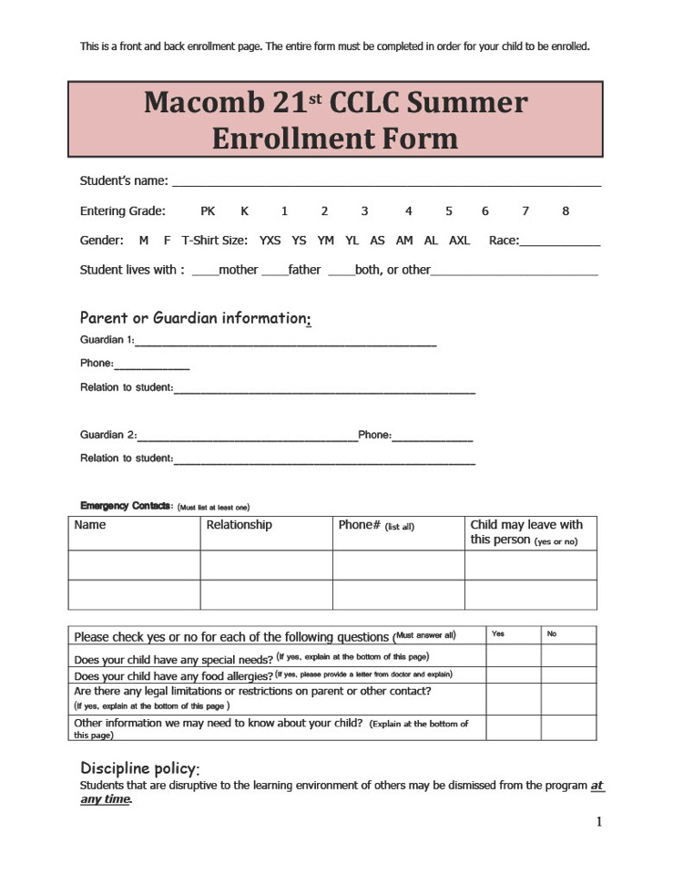 Summer Enrollment 