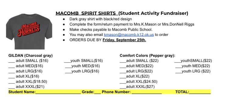 tshirt order form