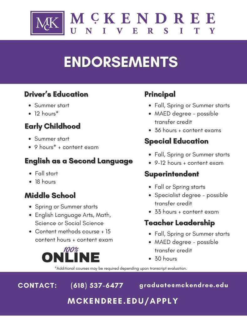 McKendree Endorsements