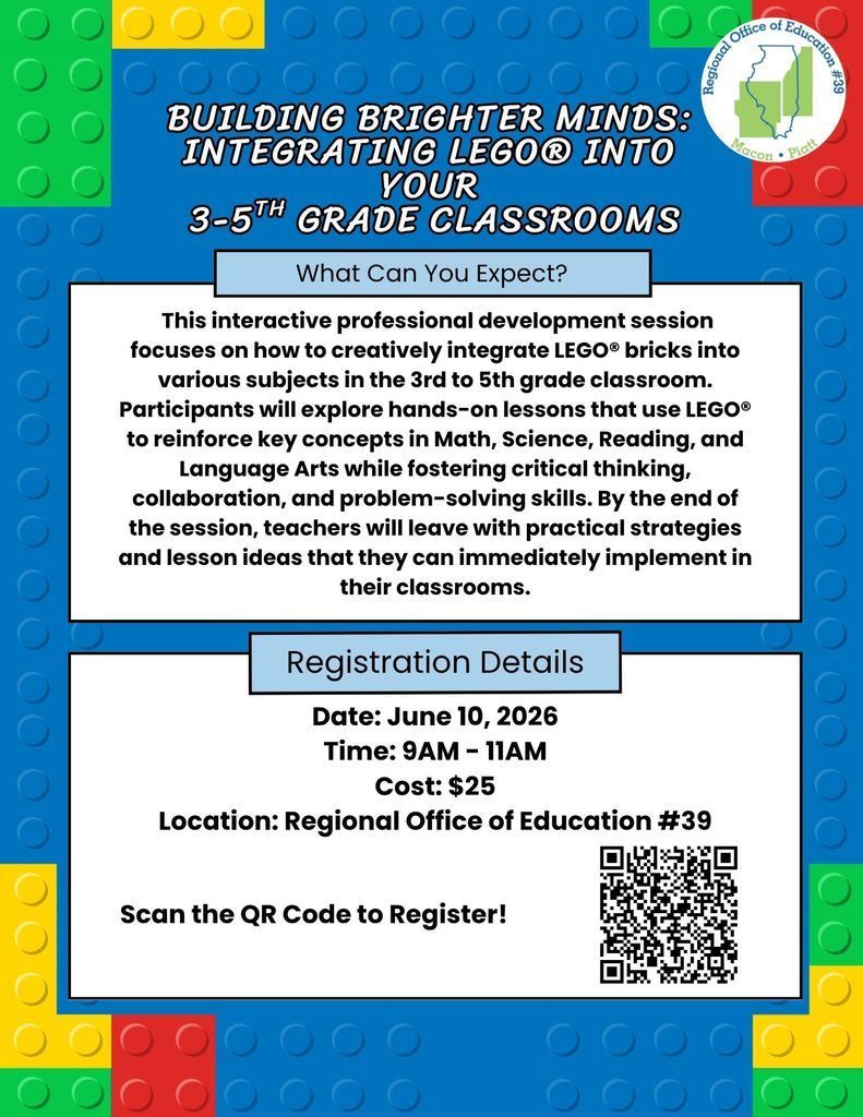 PD flyer describing a PD opportunity for using Legos in the classroom