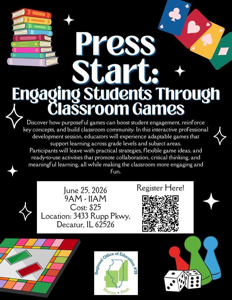 PD flyer describing a PD opportunity for teachers to engage students with games