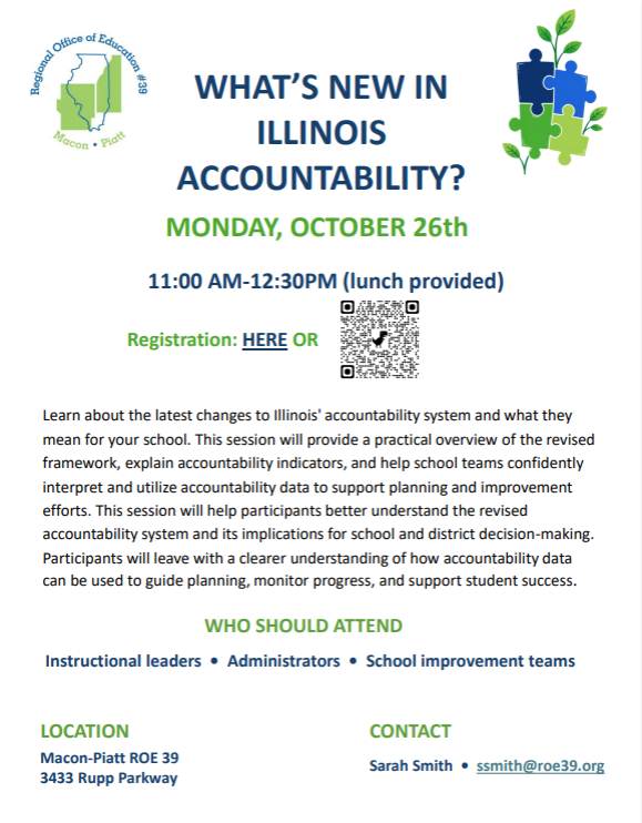 Flyer for PD offering for educators about IL Accountability