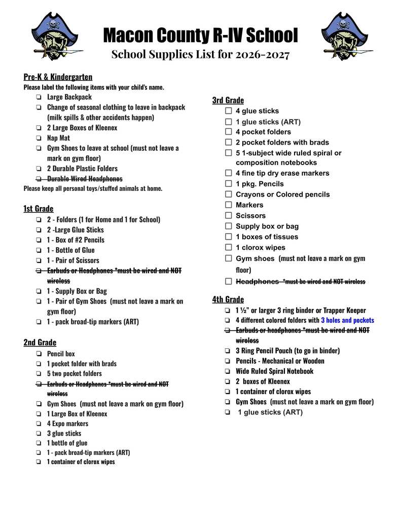 school supply lists 2